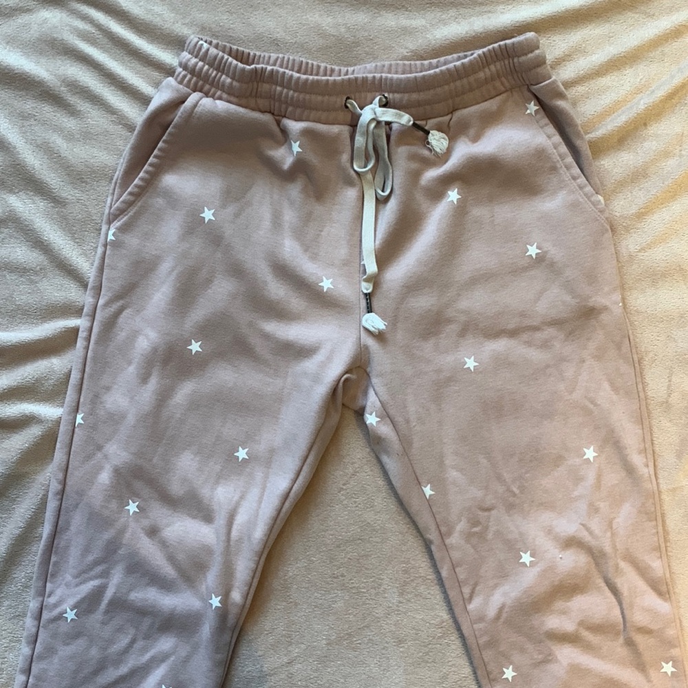 Storia Women’s Sweatpants Joggers Soft Star Details Pink Small